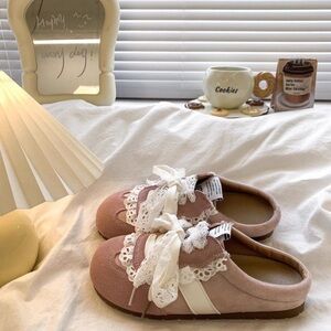 Pink Lace Slip-On Shoes